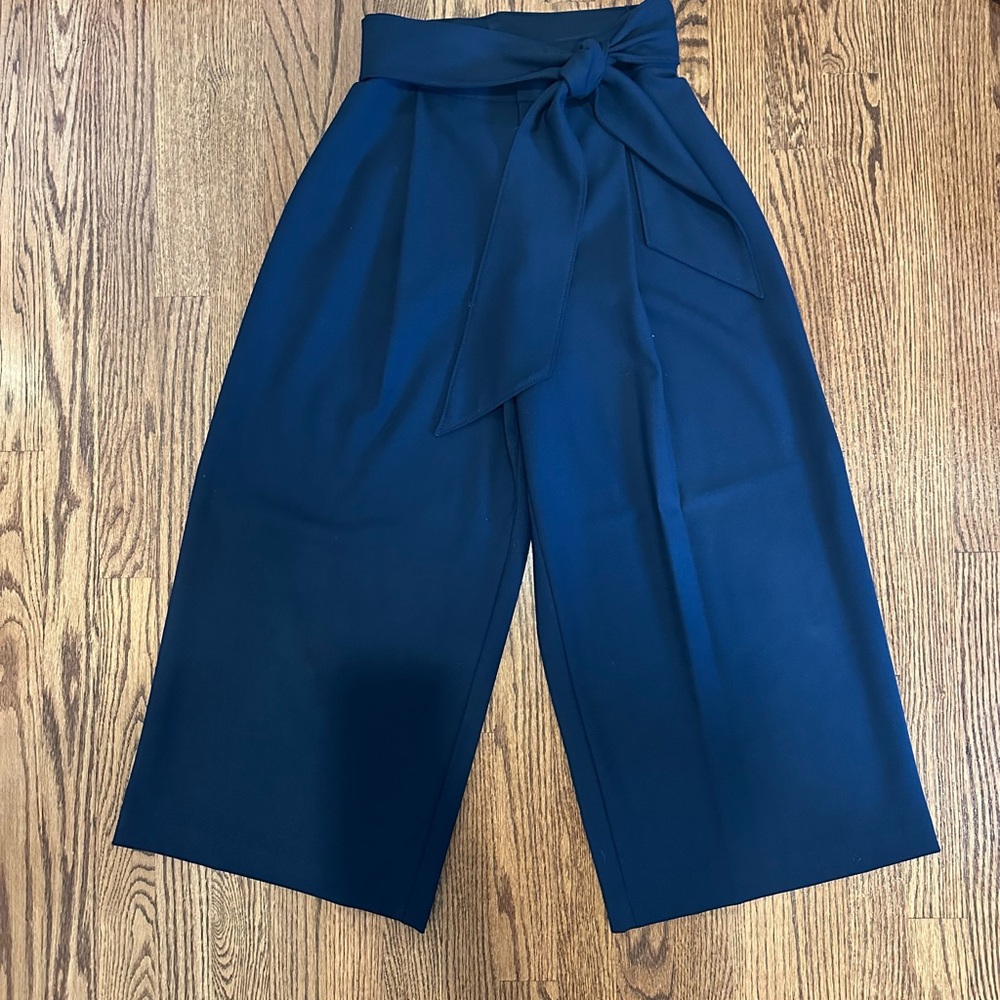 CLUB MONACO Blue Tie High Waisted Cropped Wide Leg Pants Size 2